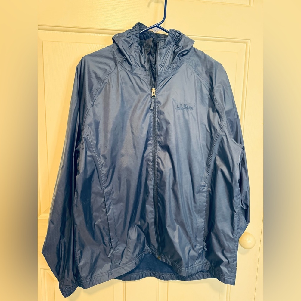 L.L. Bean Navy Blue Hooded Windbreaker